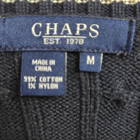 Chaps Women Preppy Classic Academia Tennis Ivy League Cable Knit VNeck Sweater M - Picture 7 of 11